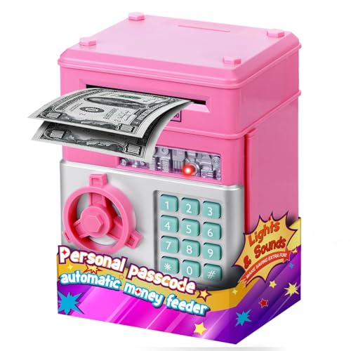 Image of Refasy Piggy Bank Cash Coin Can ATM Bank Electronic Coin Money Bank for Kids Age 3-12, Money Savings Box Mini ATM Coin Bank Toys Gifts for 3 4 5 6 7 8 9 10 11 12 Year Old Boys Girls