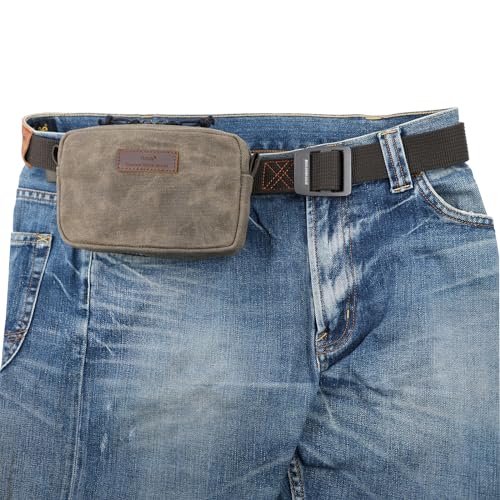 Tintris EDC Belt Zipper Pouch for Men Women YKK Zippers, EDC Tactical Pouch Waist Pack Bag for Hiking, Traveling, Water Resistant, Tough Waxed Canvas, Olive, Size M