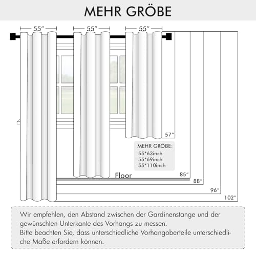 EMEMA Verdunklungsvorhänge Vorhänge Grau Blickdicht mit Ösen 225 cm Lang Thermovorhang Weiche von Räumen 2er Set Abdunkelnde Vorhänge für Wohnzimmer Schlafzimmer Ösenvorhänge Jeder H225 x B140 cm