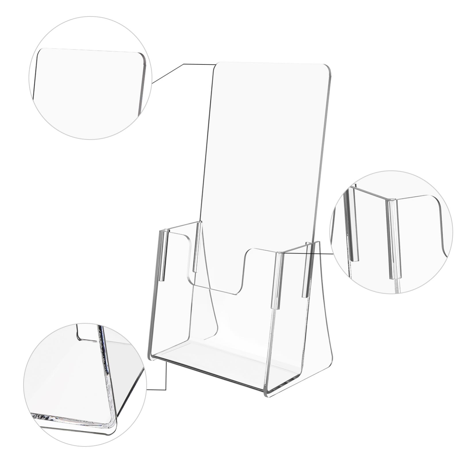 Porte-brochures en Acrylique Transparent Transmission Lumineuse Solide et Robuste Lot de 2 pour Organiser Brochures et Menus Bureau
