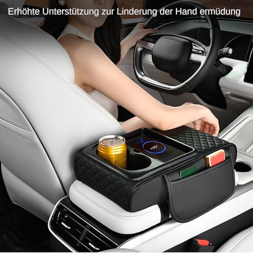Extensor de consola central para coche con carga inductiva y portavasos 5