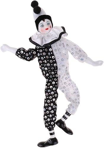 misppro Muñeca de porcelana vintage de 15.0 in, modelo de payaso de pie, accesorios de circo, decoración del hogar, adornos de escritorio