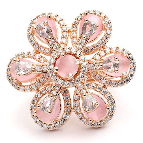 Image of Karatcart Platinum Plated Elegant Austrian Crystal Adjustable Leaf Ring for Women and Girls