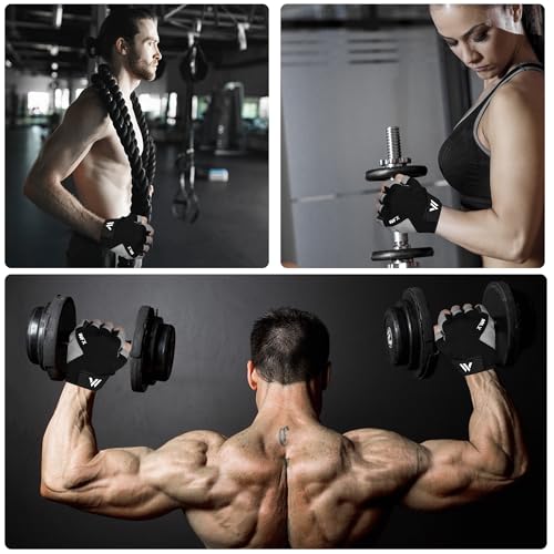 WESTWOOD FOX Fitnesshandschuhe für das Fitnesstraining rutschfest stoßdämpfend Gewichtheberhandschuhe gepolsterter Griff atmungsaktiv Fingerlose Trainingsunterstützung (Without Support, L)