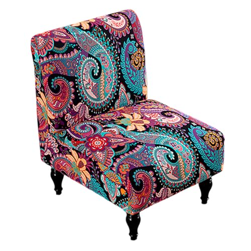 Image of Eco-Ancheng Armless Chair Slipcover Removable Armless Accent Chairs Covers Washable Armless Slipper Chair Slipcover Printed Armless Chair Furniture Protector Covers for Living Dining Room Hotel