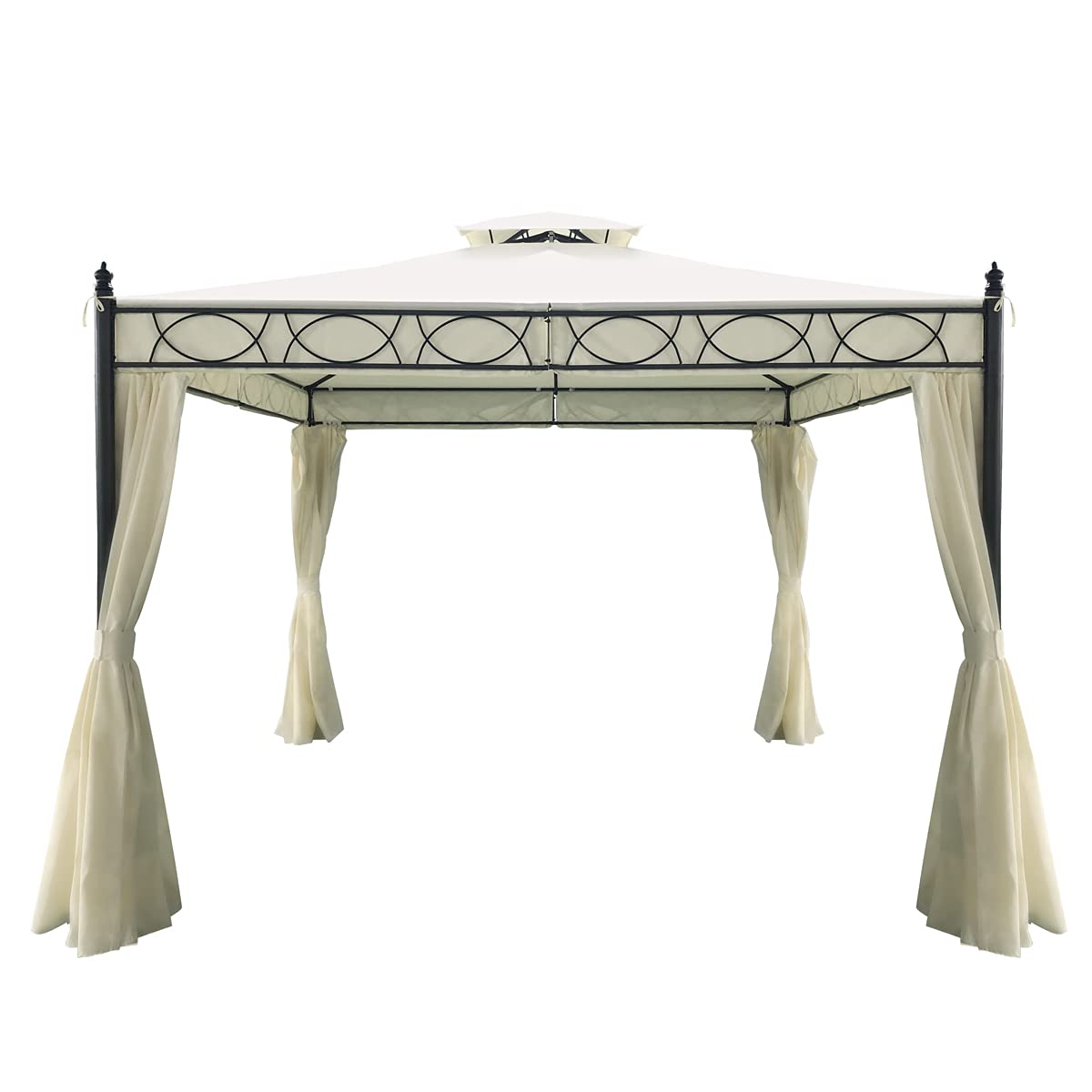 Yellowshop - Gazebo in Metallo Robusto da Giardino 3x3 e 3x4 metri con Copertura e Tende laterali antipioggia Design Moderno ed Elegante Crema Manaus (3x4 Metri)