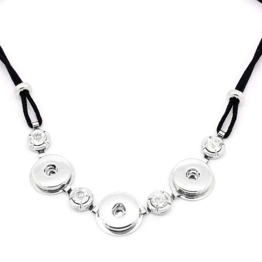 Black Flocking Rope Necklace Drill Fit for Snaps Charm Button AI LI WEI