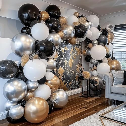 Image of Captank Black Balloons Double Stuffed Balloon Garland Arch Kit Latex Different Size 18 /12 /5 inch for Birthday Graduation Anniversary Holiday New Year Halloween Ridder Star Wars Theme Party Decorations