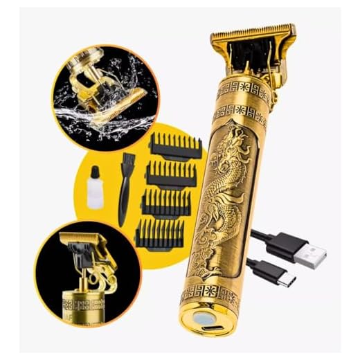 Máquina Profissional Dragão Acabamento Sem Fio Cabelo Barba Pezinho Personalizada Com Limitador Lâmina Ajustável Recarregável 4 Pentes Óleo Escovinha Kit Conjunto Aparador Compacto