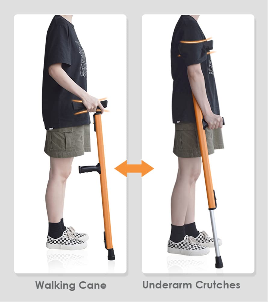 Bastón Muleta Ajustable para Las Axilas para Adultos, Bastón De Aluminio De Moda para Hombres, Mujeres, Gris/Naranja/Azul, Carga De 200 Kg/440 Libras, 1 Unidad