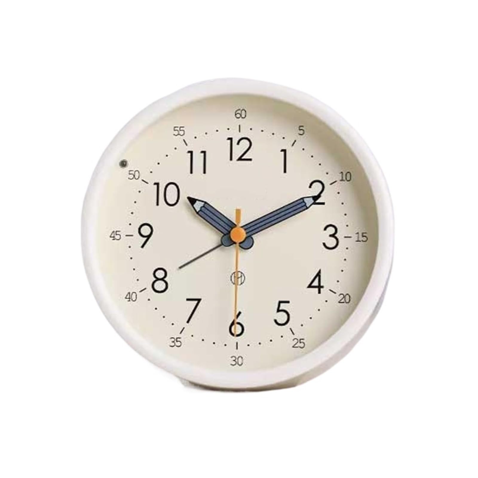 YHxFlux Table clocks Round Analog Alarm Clock Battery Operated for Living Room Kitchen Bedroom Office School Dormitory Bedside Tabletop for bedrooms(White)