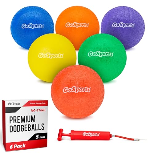 GoSports 5 Inch Inflatable No Sting Dodgeball 6 Pack Includes Ball Pump & Mesh Bag