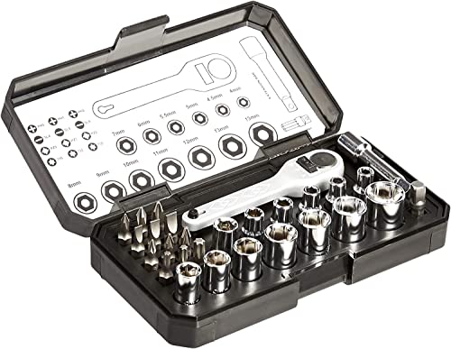 Amazon Basics Ratcheting Wrench and Bits Set, 28-Piece