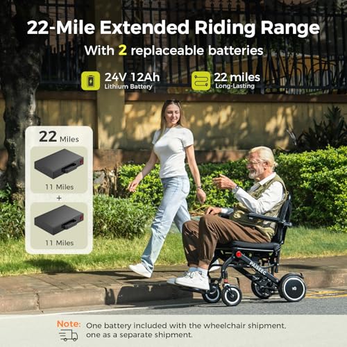 Image of Paiseec Lightweight Electric Wheelchair Foldable, Only 32 lbs, Up to 22 Miles, Power Wheelchair, Portable Electric Wheelchair for Adults, Ideal for Travel, Airline Approved, Outdoor & Indoor