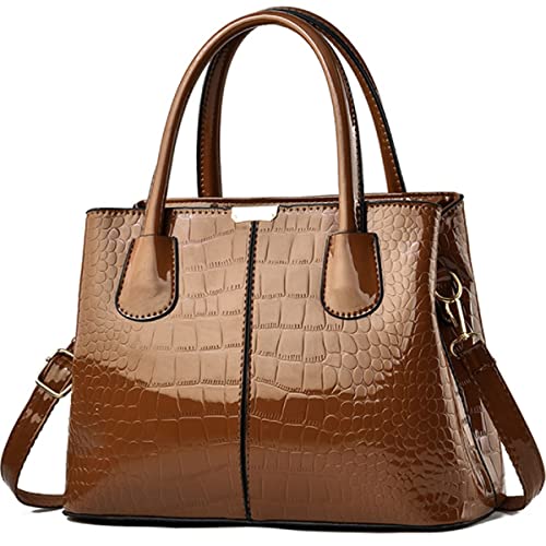 Sac à main pour femme cuir verni effet crocodile XingChen avec poignée rigide