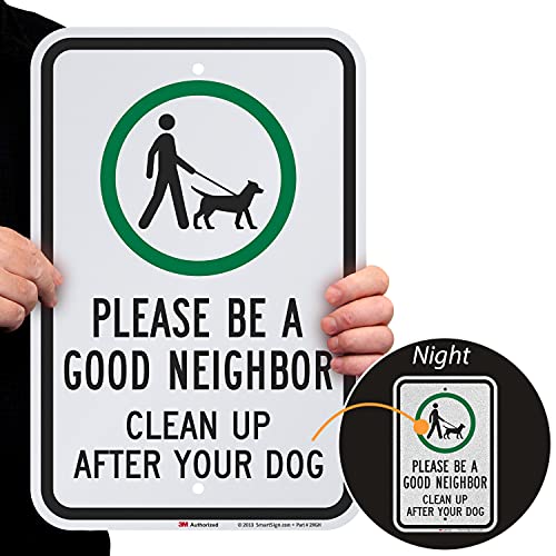 SmartSign Reflective Dog Cleanup Reminder Sign #TOP4