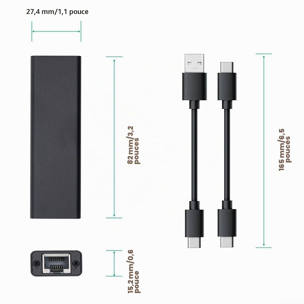 Eawfgtuw Adaptateur USB 3.2 vers Ethernet 5GbE (WP-UT5) haute vitesse compatible avec Windows 11 pour MACOS pour Linux Synology pour QNAP QTS pour ordinateur portable de bureau