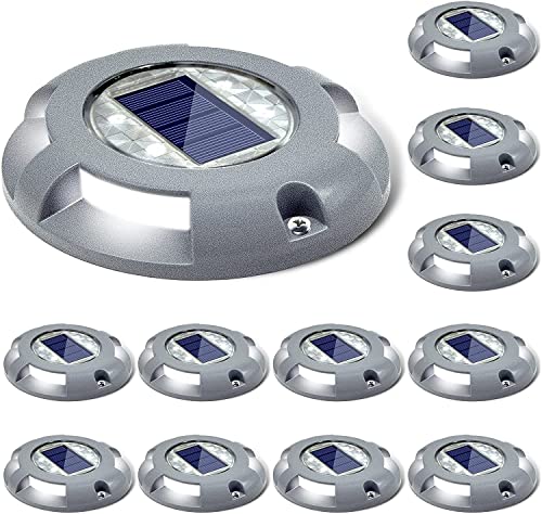 Siedinlar Pont Solaire Allume L'allée Lampe Solaire Exterieur LED Lumière Imperméables pour Jardin Dock Voie Cour 12 Pack (Blanc)