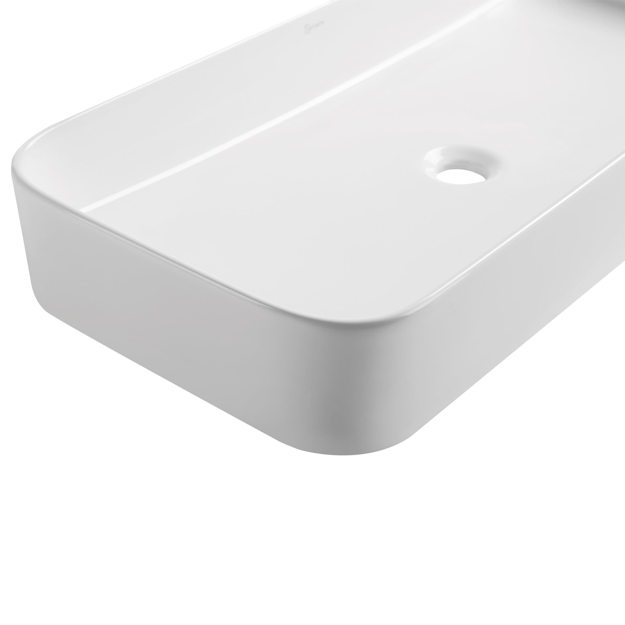 LUPIA Vasque à Poser Rectangulaire 80 x 37 cm en Céramique Blanc Brillant + Bonde Pop-up Incluse