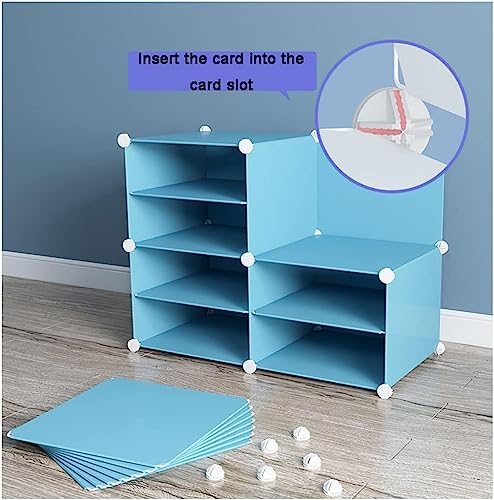 Image of Strassis Design Plastic Shoe Rack for Home | 12 Shelf DIY Shoe Rack with Door Magnets for Home Storage Plastic Box Organizer, Metal Door Frame, Chappal Slipper Sandals Stand (Blue,6 Door)