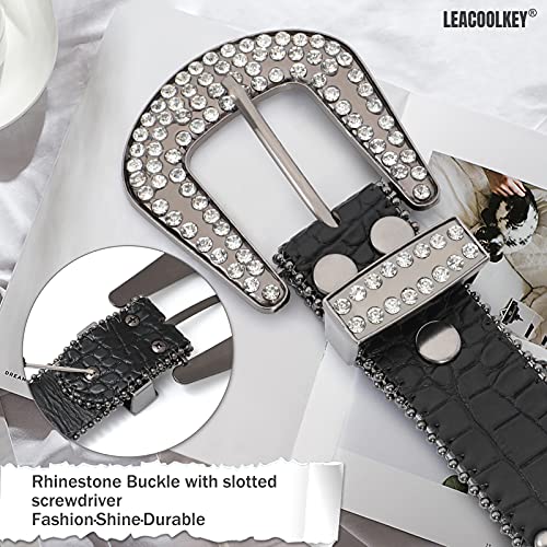 LEACOOLKEY Western Cowgirl Rhinestone Belt for Jeans, Fashion Rhinestone Belt for Women & Men4