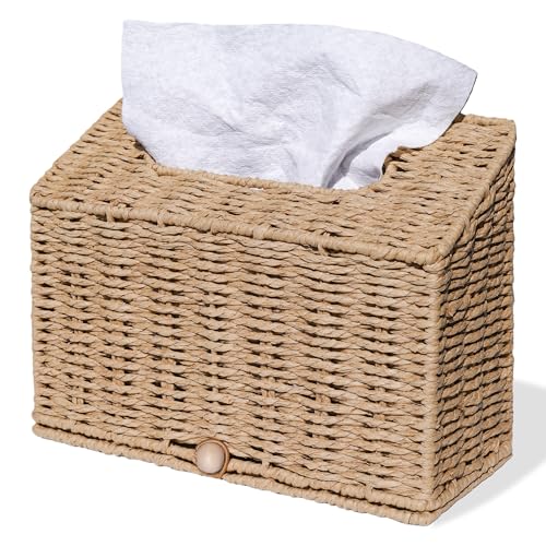 Furrywise Hand Towel Box Cover Compatible with Kleenex Hand Towels Paper Rope Hand Towel Holder for Bathroom Kitchen and Bathroom 10.43 L x 4.5 W x 8 H in Natural