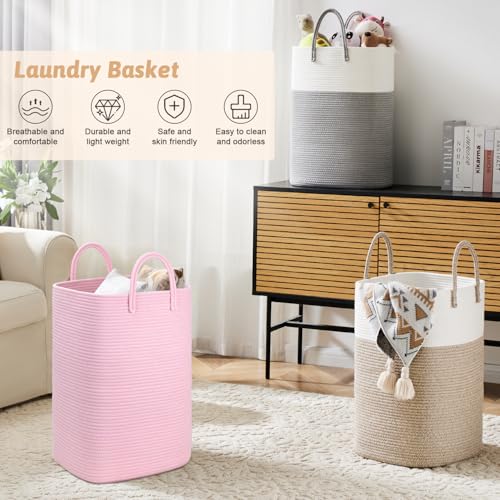 Image of Artfeel Laundry Basket,Woven Cotton Rope Laundry Hamper,60L Versatile Storage for Dirty Clothes,Baby Toys,and Blankets in Bathroom, Nursery,and Living Room