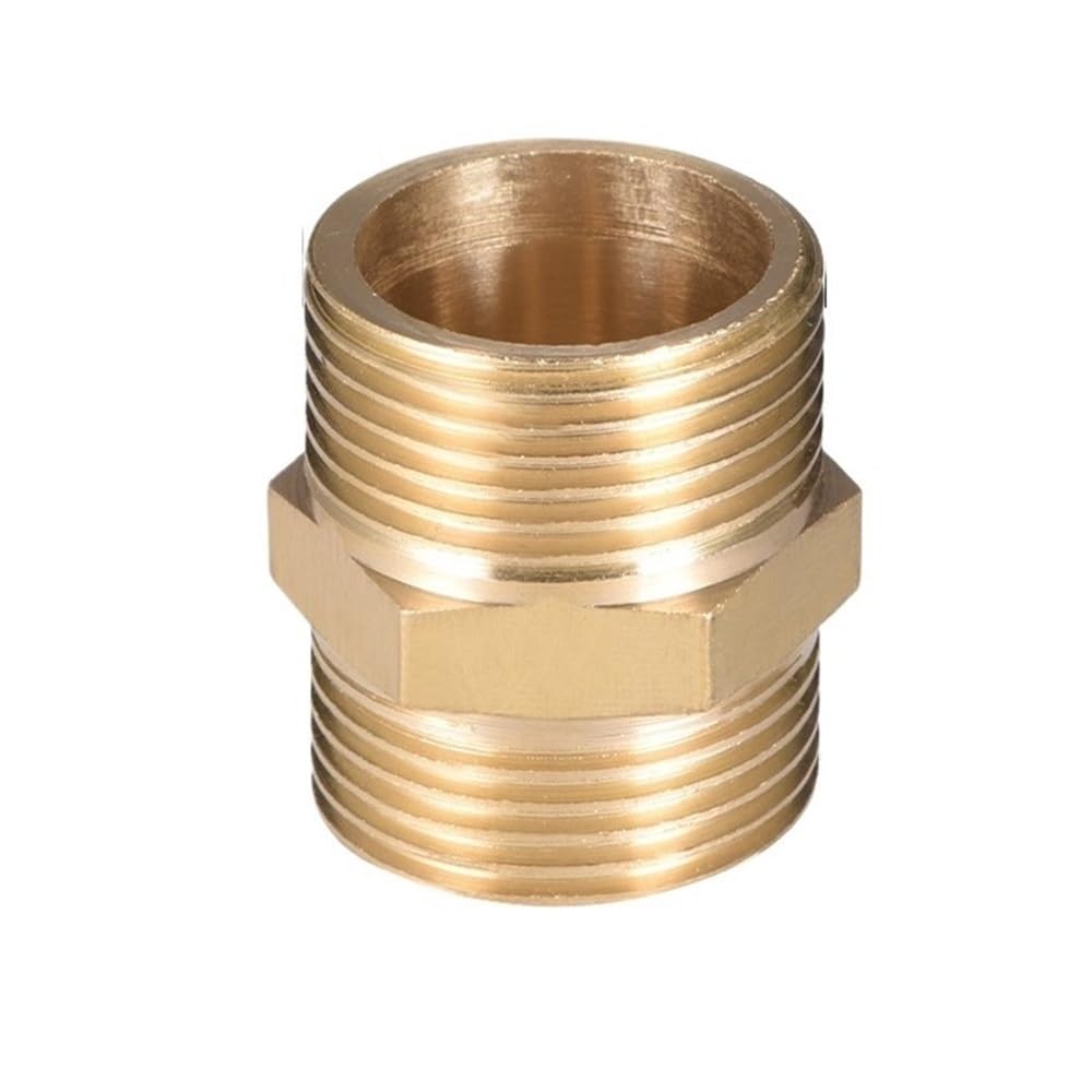 Brass Pipe Hex Fitting Adapter - Quick-Connect Nipple Connector for Plumbing(3/4x3/4in)