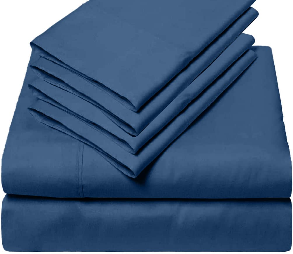 6 Piece Sheet Set 100 Giza Egyptian Cotton Sheets Giza-Bed Sheet-Pillow 1000-TC Long-Staple-Cotton Sateen Weave Soft Silky Feel