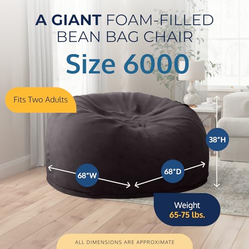 Ultimate 6ft Oversized Bean Bag Chair for Adults - Grey Suede Lounge Sofa
