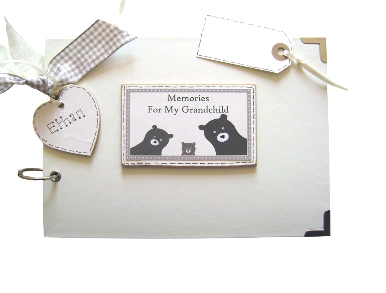 PERSONALISED A5 SIZE PHOTO ALBUM, SCRAPBOOK, MEMORY, GUEST BOOK, MULTI USE GIFT. memories for my grandchild. 21CM X 15CM