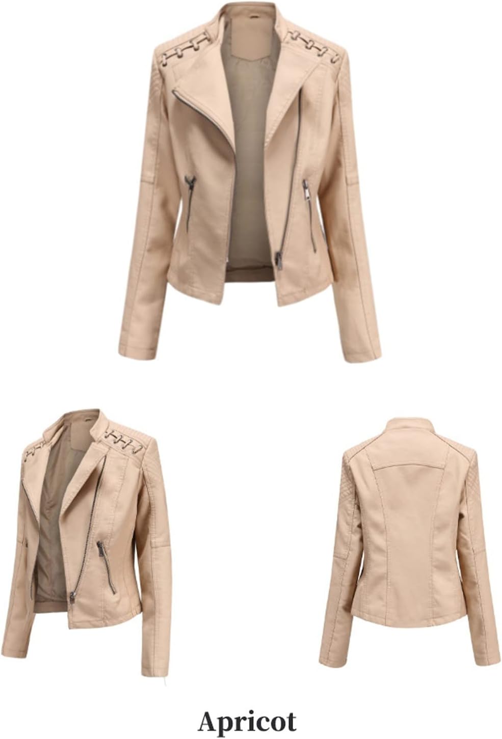 Womens Long Sleeve Fleece Jacket Women Ladies Lapel Motor Jacket Coat Zip Biker Short Womens Fleece Jacket with