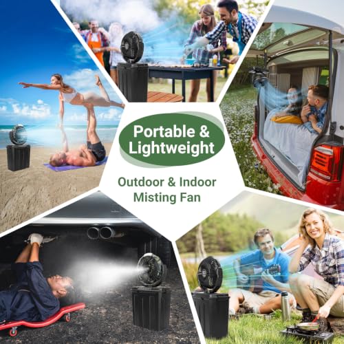 Image of Portable Outdoor Misting Fan - Summer Must-Have 9L Water Tank 3 Levels Wind Speed&Mister Instant Cooling, Ideal for Patio, Garage, Camping,RV, Great Gift for Campers /Fishing Lover