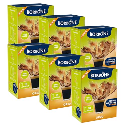 Caffe Borbone - Palillos de cebada - Paquete de 6 paquetes de 10 bolsitas preparadas para cebada
