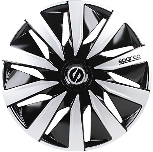 Sparco Juego de 4 Tapacubos Lazio 13 pulgadas Negro/Plateado