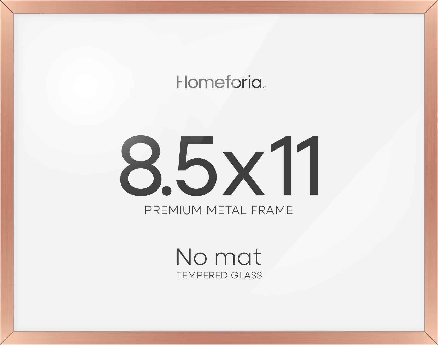 Homeforia 8.5x11 Diploma Frame Rose Gold, High End Metal 8.5 x 11 Certificate Frames, 11x8.5 Document Frames for Wall or Tabletop, 8.5 by 11 Award Letter Size Frame, Tempered Glass, Wall Kit, Set of 1