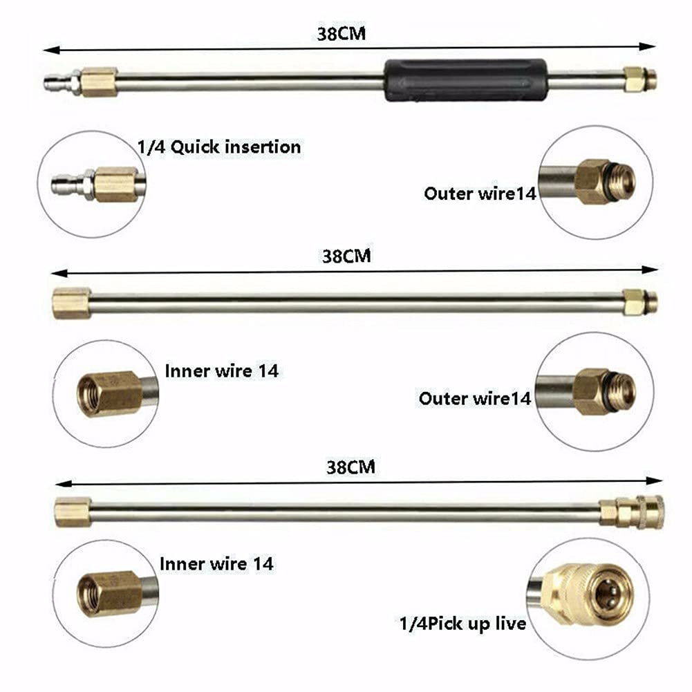 6 pz rondella di pressione Extension Wand, lancia a spruzzo in acciaio inox per lavaggio auto pressione sostituzione lancia potenza rondella accessori per auto casa finestra parete pulizia