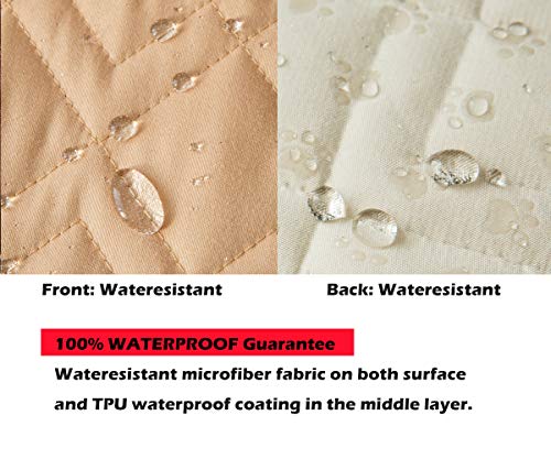 Ameritex Couch Sofa Slipcover 100% Waterproof Nonslip Quilted Furniture Protector Slipcover For Dogs, Children, Pets Sofa Slipcover Machine Washable (Sand, 78") #TOP2