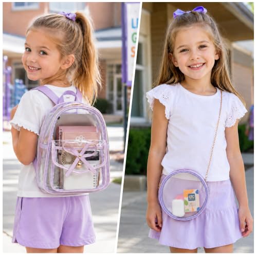 Image of I IHAYNER Girls Bowknot 3-Pieces Fahsion Leather Backpack Backpack Purse for Women Rucksack for Ladies Shoulder Bag