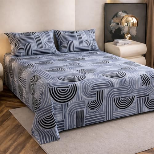 Image of Amazon Brand - Umi King Size Cotton Bedsheet 90x108 Inches with 2 Pillow Covers | Elegant Striped Design | Soft 210 TC Pure Cotton Double Bed Sheet