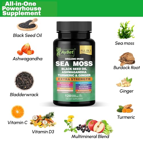 AyBet Organic Irish Sea Moss Capsules 16-in-1 (120 ct) — view 2