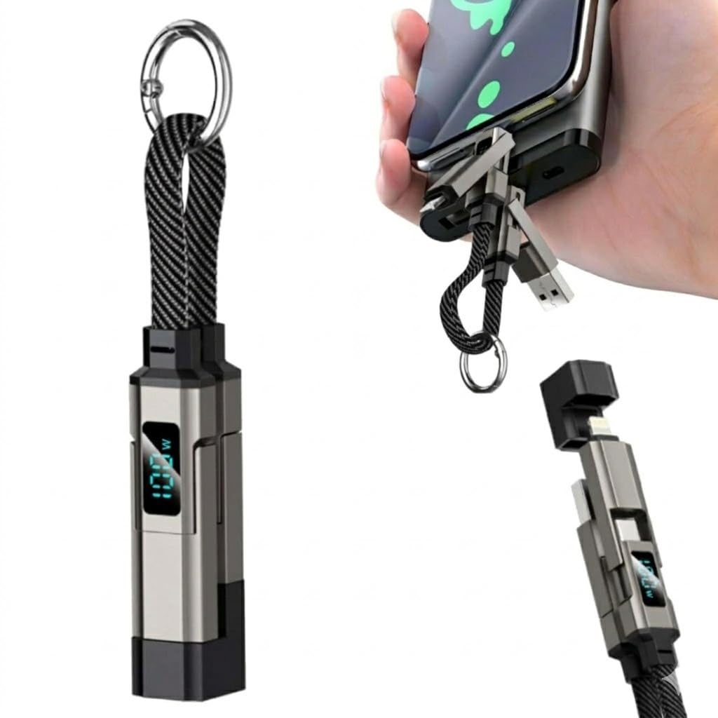 Tobo 4-in-1 Magnetic Type C Cable 20cm | Fast Charging with Digital Display, PD 100W, C/USB to USB C/Lighting Connectors, 480Mbps Data Cable, C Type Fast Charging-picture-21