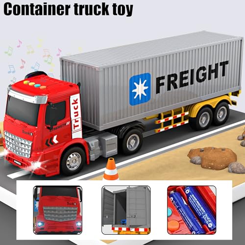 Image of FunBlast Container Truck Toy for Kids - Large Transport Lorry with Light & Sound, Realistic Design Smoother & Speedier Friction Powered Vehicle Toy for 3+ Boys, Girls (Random Color)