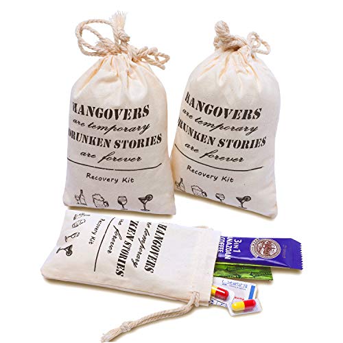 Whaline 20Stk Bachelorette Party-Taschen mit Kordelzug Cotton Recovery Kit Taschen Muslin Tragetasche für Brautparty Hochzeit Geschenk Dekoration Junggesellinnenabschiede Partys (10 x 15 cm)