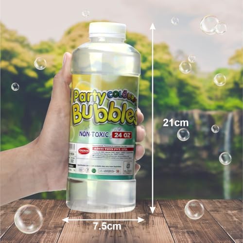 Image of Aditi Toys Bubble Liquid Solution Bottle, 1500ml of Colorful Bubbles Solution, Bubble Refill Bottle, Bubble Maker Liquid for Guns & Camera for Kids Above 3 Years, BIS Approved (Pack of2)