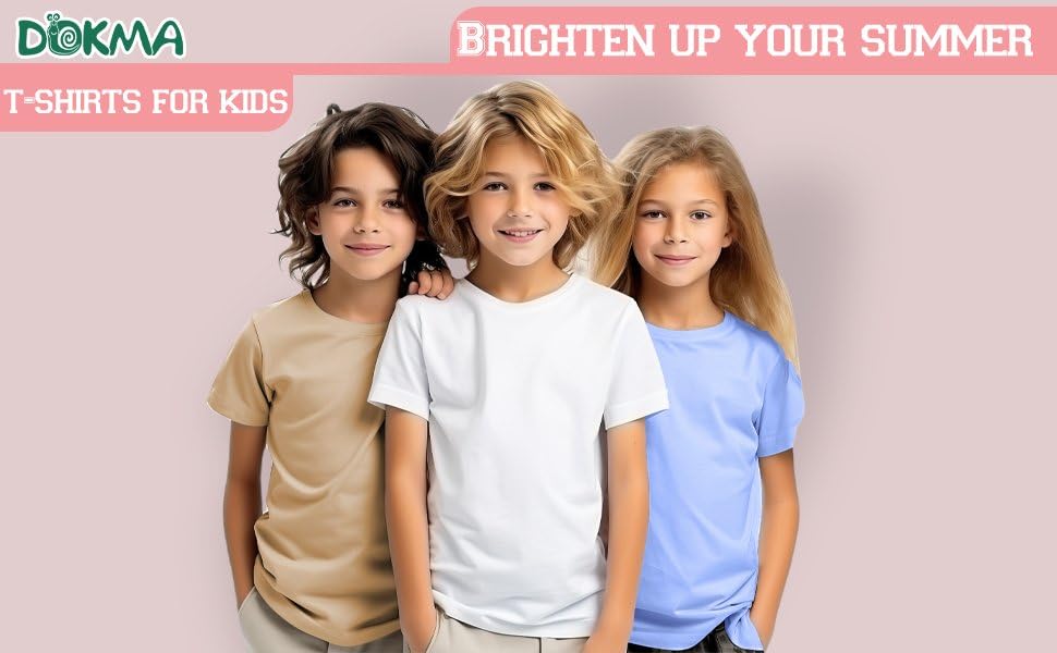 DOKMA Boys' Short Sleeve T-Shirts – Jersey Crew Neck 5-Pack Tagless Tees, 1-5years, 100% Cotton, Multipack, Blue2