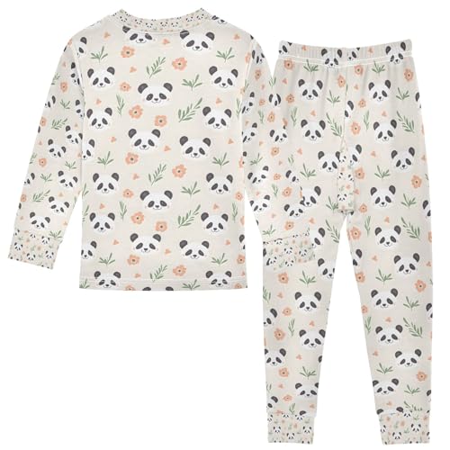 senya Flower Panda Aa Pajamas Set Long Sleeve Soft Cotton Sleepwear 2 Piece2