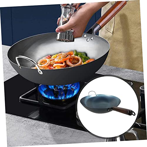 Wok de Hierro con Mango de Madera PRETYZOOM miniatura 3