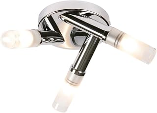 firstchoicelighting Modern Bathroom Triple Ceiling Light IP44 Rated Bathroom Ceiling Light Polished Chrome with Glass Shades LED Compatible