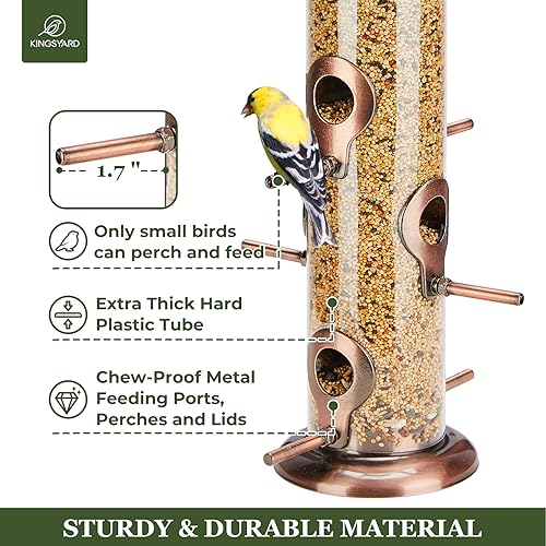 image for Kingsyard Metal Bird Feeders for Outdoor Hanging, Extra Thick Tube Bir